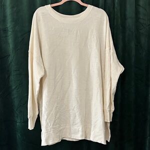 Cream Oversized Long-Sleeve Crewneck Sweatshirt